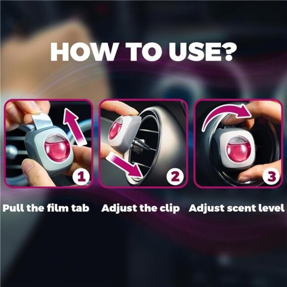 Honey Peach Scent Car Air Freshener Clip, 6 Vent Clips, 4ml Each, Long Lasting - Picture 3 of 7